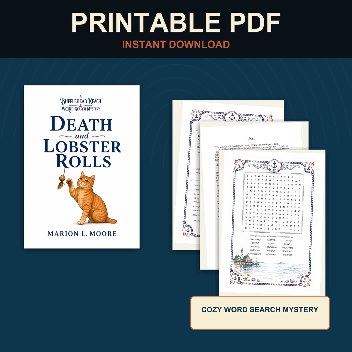 PageTurn Puzzles printable preview hero: death-and-lobster-rolls-printable-pdf