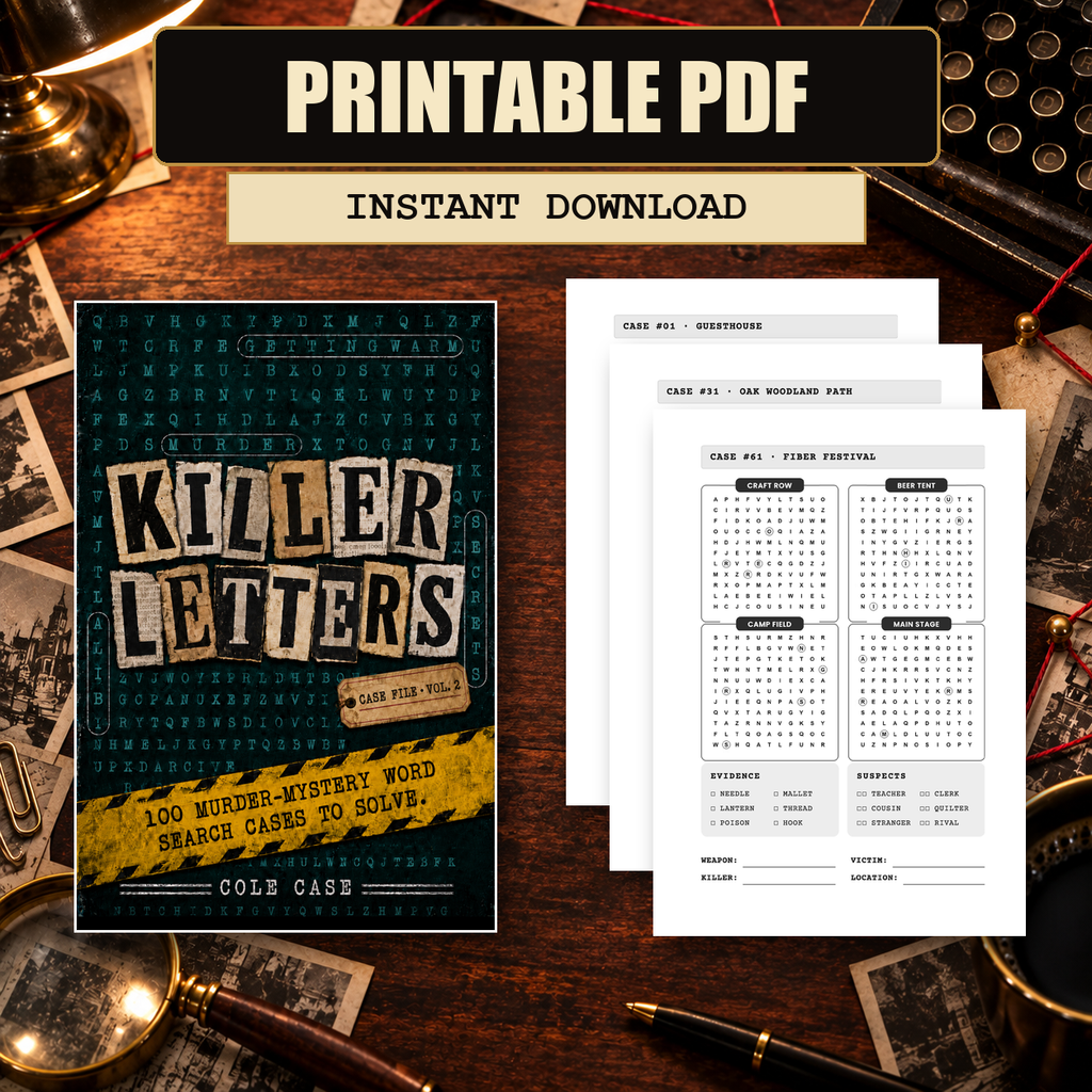 PageTurn Puzzles printable preview hero: killer-letters-vol-2-printable-pdf