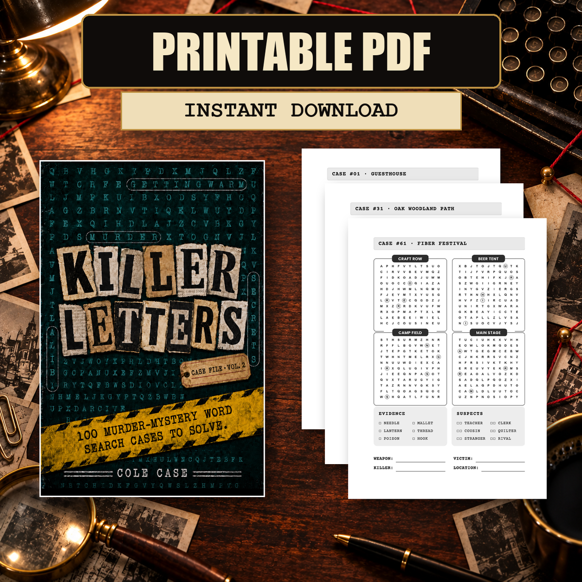 PageTurn Puzzles printable preview hero: killer-letters-vol-2-printable-pdf