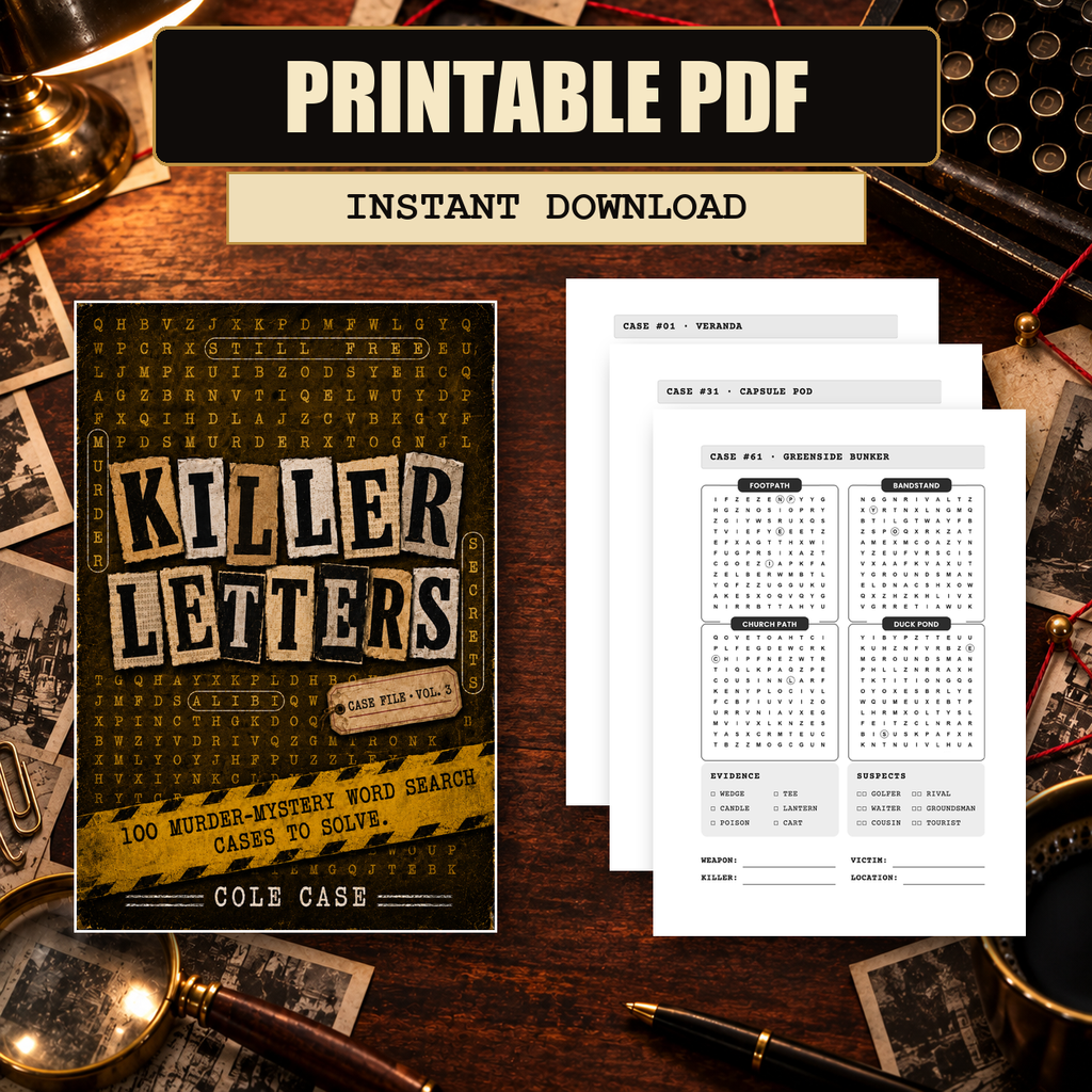 PageTurn Puzzles printable preview hero: killer-letters-vol-3-printable-pdf