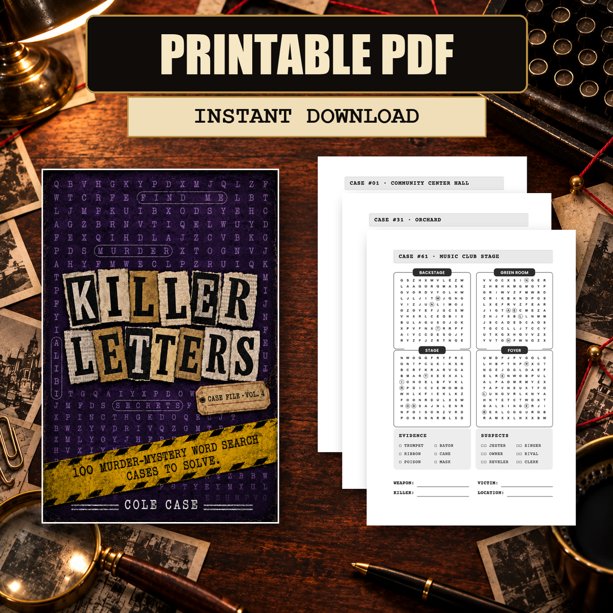 PageTurn Puzzles printable preview hero: killer-letters-vol-4-printable-pdf