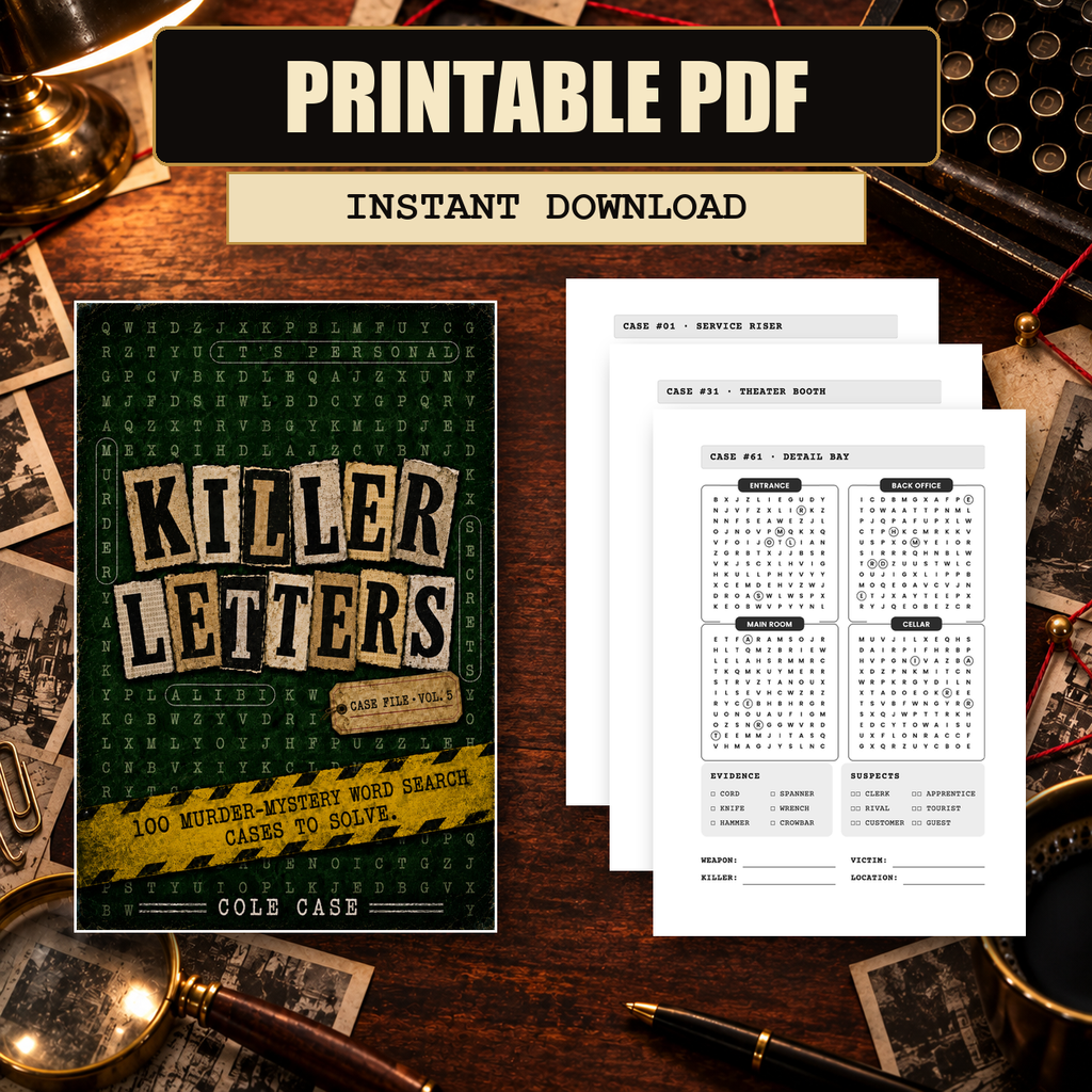 PageTurn Puzzles printable preview hero: killer-letters-vol-5-printable-pdf