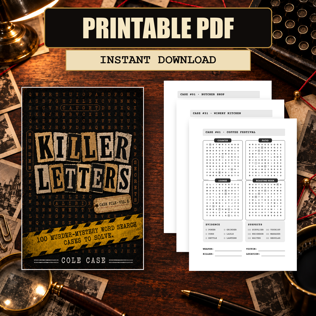 PageTurn Puzzles printable preview hero: killer-letters-vol-6-printable-pdf