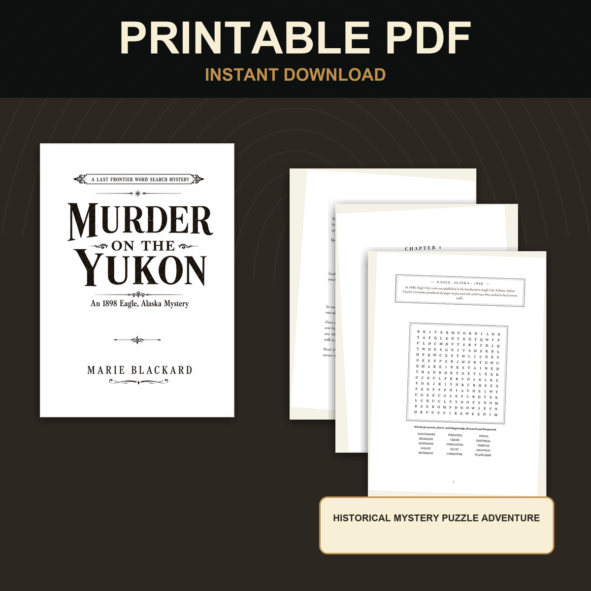 PageTurn Puzzles printable preview hero: murder-on-the-yukon-printable-pdf