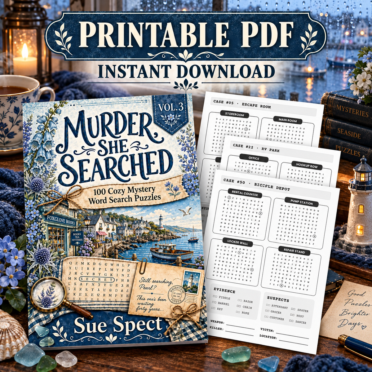 Murder, She Searched Volume 3 printable PDF with authentic puzzle previews