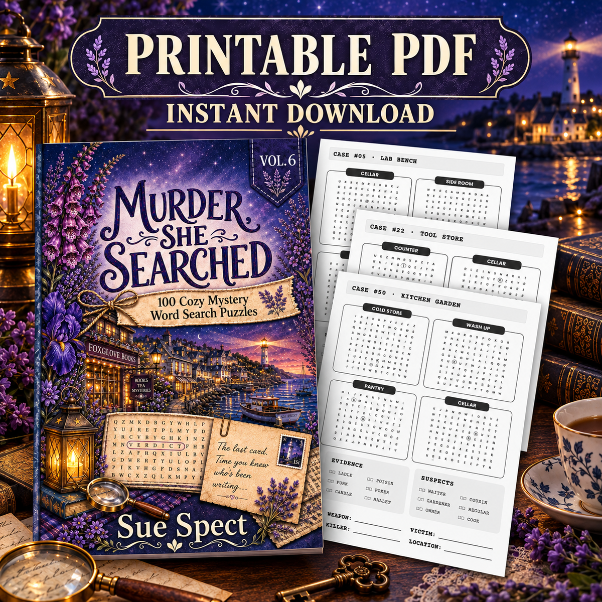Murder, She Searched Volume 6 printable PDF with authentic puzzle previews